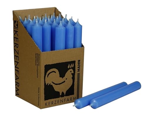 Kerzenfarm Harm Kerzen, 25 Stück Stabkerzen in Displaybox, 180mm x 22mm, Tropffrei, (hellblau 14) von Generisch