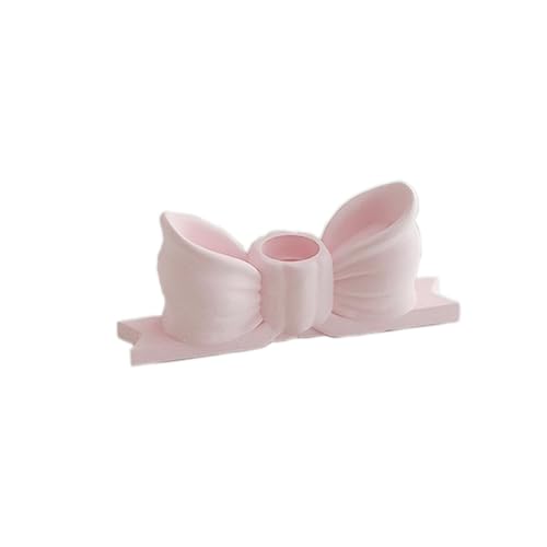 Kerzenhalter Candy-Farbe Schleifen-Kerzenhalter Lange Kerze Kerzenständer Gi ps Schleifen-Kerzenhalter für Tisch Hochzeits-Dinner Tisch Mittelpunkt (Pink, One Size) von Generisch