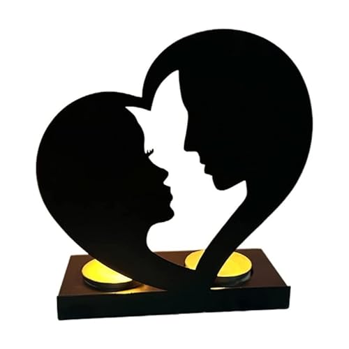 Kerzenhalter Metallhalter Hochzeit Kerzenständer Romantische Liebe Herz Ständer Geschenk 2023 Neuer dekorativer Kerzenständer (Farbe: Grau) von Generisch