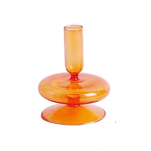 Kerzenhalter aus klarem Glas, Spitzkerzenhalter, für Hochzeiten, Weihnachtstischdekoration (gelb, einlagig) von Generisch