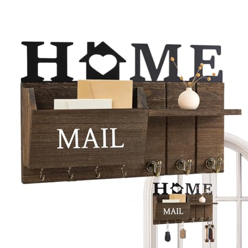 Key Organizer Wall Mount - Mail Und Halter Mit Haken, Holzregal Für Schlüssel, Briefe, Eingangsbehörden, Halter | Breite Anwendungen - Und Für Wand Mit Montierten Schlüssel Mit Hoher Tragfähigkeit von Generisch