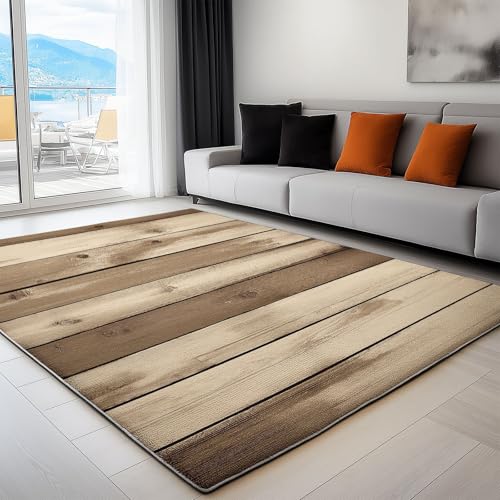 Khaki Waschbarer Kurzflor Teppich Rustikaler Vintage-Holzzaun, Weicher Rutschfester Teppich, Kurzflor Bedruckter Läufer für Innenbereich Wohnzimmer Schlafzimmer 160 x 230 cm Khaki Waschbarer Kurzflor Teppich Rustikaler Vintage-Holzzaun, Weicher Rutschfester Teppich, Kurzflor Bedruckter Läufer für Innenbereich Wohnzimmer Schlafzimmer 160 x 230 cm von Generisch