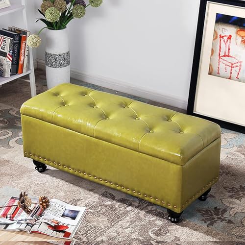 Kiefer Grün Kunstleder Aufbewahrungsbank Multifunktionale Ottomane für Schlafzimmer & Wohnzimmer 80 x 40 x 45 cm Stilvolle und platzsparende Möbellösung von Generisch