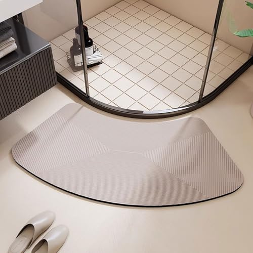 Kieselgur Badematte, schnell trocknend, rutschfeste Duschmatte für Eckduschen, saugfähiges, gebogenes Design, leicht zu reinigen, Kieselgur-Teppich, 60 x 120 cm (B) von Generisch