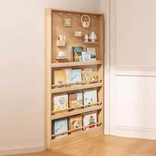 Kinder-Bücherregal zur Wandmontage, mit Haken, Holzbuch für Kinderzimmer und Kinderzimmer, ideal für Bücher, Zeitschriften und Zeitungen (Größe: 100 x 10 x 178 cm) von Generisch