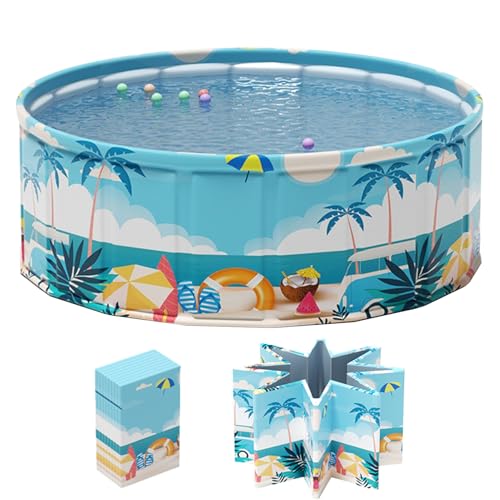 Kinder Planschbecken, Planschbecken Faltbar, Pool Faltbar Groß, Portable Folding Pool, Hundepool, Ballgruben, Nicht Aufblasbares Schwimmbecken Für Kinder Und Erwachsene Im Freien von Generisch