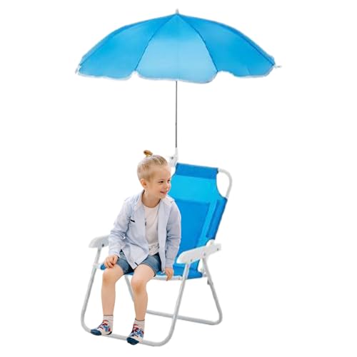 Kinder-Strandkorb, tragbarer Outdoor-Liegesitz, Strandschirm, leichtes Design, perfekt für Rasen, stabiler Bau, Pool, Terrasse, Blau, 47 x 37 x 30 cm von Generisch