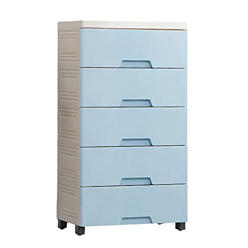 Kinderkleiderschrank mit großer Kapazität und 6 Schubladen, mehrschichtiger Kunststoffschrank für Schlafzimmer, Wohnzimmer, Kinderzimmer, stilvolles blaues Design von Generisch