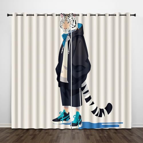 Kinderstil Schiebevorhänge Blickdicht Verdunklungsvorhänge 3D Tiger In Schwarzer Kleidung Wärmedämmung Mit Ösen 2er Set Gardinen Geeignet für Schlafzimmer Küche Arbeitszimmer B59 x H137 cm Kinderstil Schiebevorhänge Blickdicht Verdunklungsvorhänge 3D Tiger In Schwarzer Kleidung Wärmedämmung Mit Ösen 2er Set Gardinen Geeignet für Schlafzimmer Küche Arbeitszimmer B59 x H137 cm von Generisch
