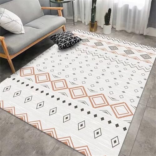 Kinderzimmer Teppich Orange-Grauer rechteckiger Wohnzimmerteppich mit geometrischem Design verblasst Nicht Mädchen Grau Korridorteppich Carpet Store 100X200CM von Generisch