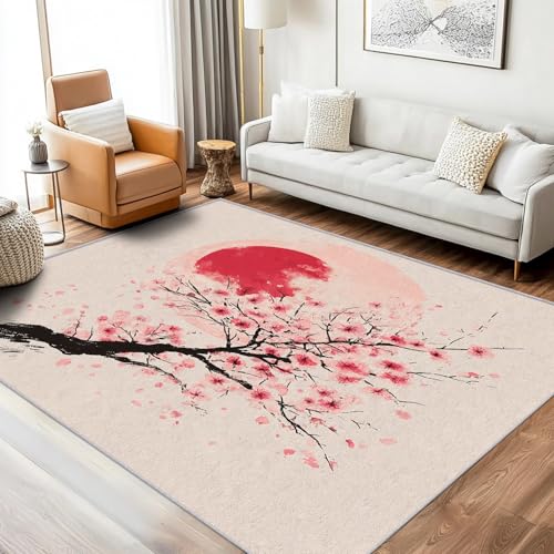 Kirschblüten Teppich Groß Wohnzimmer 200x300 Waschbar Mit Muster Chinesischer Japanischer Asiatisch Teppiche Gegend Schlafzimmer Deko & Wohnaccessoires, Kurzflor Teppich Weich rutschfest, FD3610 Kirschblüten Teppich Groß Wohnzimmer 200x300 Waschbar Mit Muster Chinesischer Japanischer Asiatisch Teppiche Gegend Schlafzimmer Deko & Wohnaccessoires, Kurzflor Teppich Weich rutschfest, FD3610 von Generisch