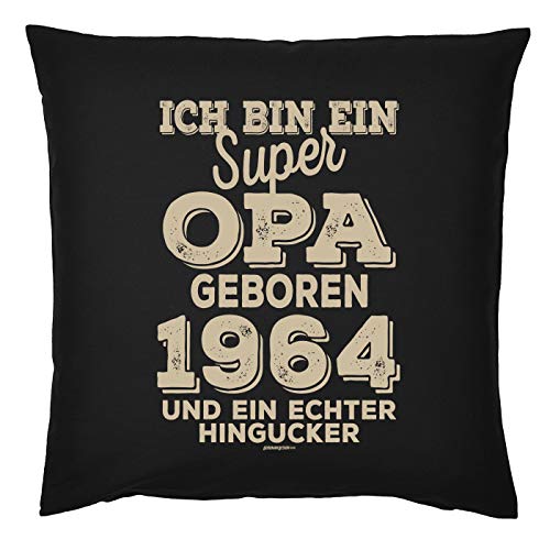 Kissen 60 Geburtstag Opa - Geschenk-Idee Deko-Kissen Jahrgang 1964 : Ich Bin EIN super Opa geboren 1964 - Geburtstag 60 Kissen mit Füllung Farbe: schwarz von Generisch