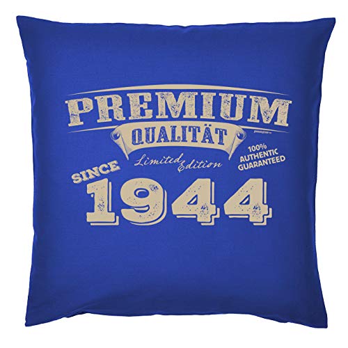Kissen 80 Geburtstag - Geschenk-Idee Deko-Kissen Jahrgang 1944 : Premium Qualität Since 1944 - Geburtstag 80 Kissen mit Füllung Farbe: Royalblau von Generisch