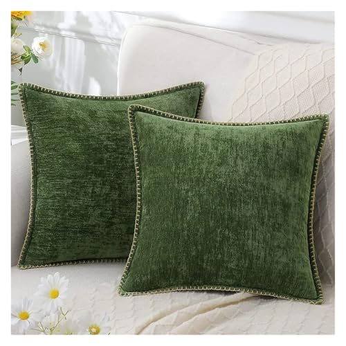Kissenbezug 50x50, Samt, dekorativer Überwurf-Kissenbezug, weich, for Sofa, Deko, Kissenbezug 40x40, mit genähtem Rand, for Couch, Schlafsofa, Heimdekoration, Waldelfe(Green-one,18x18inch(45x45cm)) von Generisch