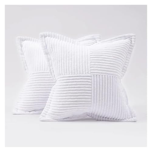 Kissenbezug aus einfarbig gestreiftem Cord – minimalistisches Sofa-Rückenkissen, Büro-Lendenwirbelstütze, Kissenbezug for EIN Nickerchen(White,50x50cm) von Generisch