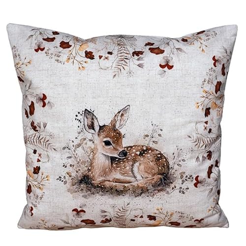 Kissenhülle Kissenbezug Sofakissen Dekokissen Herbst Winter 40 x 40 cm Velour beige braun meliert Druckdesign Rehkitz Kissenhülle Kissenbezug Sofakissen Dekokissen Herbst Winter 40 x 40 cm Velour beige braun meliert Druckdesign Rehkitz von Generisch
