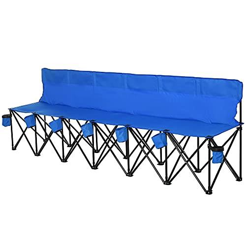 Klappbank Outdoor Camping Stuhl - Tragbarer Sport Zuschauerstuhl mit Stahlrahmen, Getränkehalter & Tragetasche von Generisch