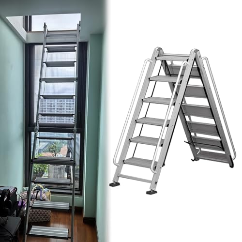 Klappbare Dachbodenleiter – 10-stufige Notfalltreppe für Dachboden & Keller mit Geländer – platzsparende Lösung Klappbare Dachbodenleiter – 10-stufige Notfalltreppe für Dachboden & Keller mit Geländer – platzsparende Lösung von Generisch