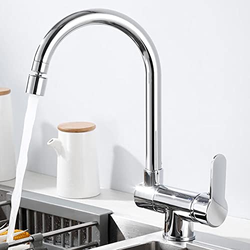 Klappbare Küchenarmatur für Spüle, Chrom Messing Mischbatterie, Warmes und Kaltwasser, Moderne Küchenspüle Wasserhahn mit herausziehbarem Sprüher, ideal für Innenfenster von Generisch