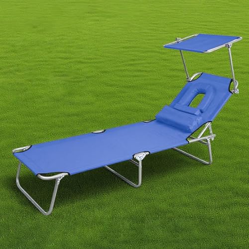 Klappbare Sonnenliege, Liegestuhl mit Verstellbarer Position, Campingliege Zum Flachlegen, for Strand, Camping, Pool und Rasen von Generisch