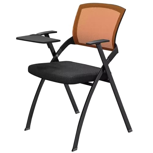 Klappbare Trainingsstühle mit Schreibblock - Bequeme Mehrzweck-Sitzgelegenheit für Konferenz & Klassenzimmer für Büro, Studium und Prüfungen (Orange) - Platzsparendes Design von Generisch