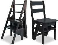 Klappbarer 4-stufiger Leiterhocker aus Holz | Multifunktionaler rutschfester Sicherheitsstuhl für Zuhause & Küche | Tragbare Trittleiter mit Handlauf für Erwachsene und Kinder von Generisch