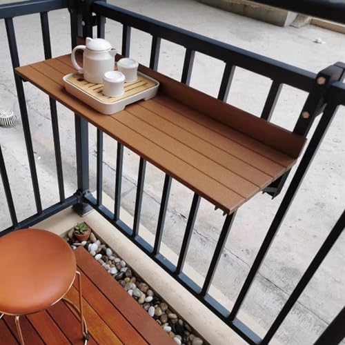 Klappbarer Balkongeländertisch Outdoor Wandschreibtisch Platzsparend Weiß Tisch 80 x 26 cm Perfekt für Terrassen Decks Kleine Räume & Mehr von Generisch