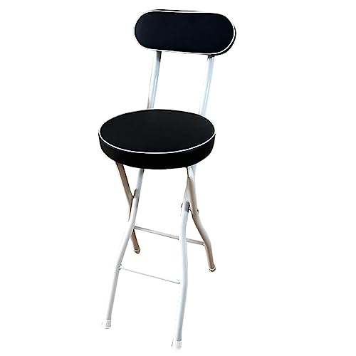 Klappbarer Barhocker, tragbarer zusammenklappbarer runder Hocker mit Rückenstütze und Fußstütze für Küche, Garten, Bad - Thekenhöhe Klappstuhl für Erwachsene von Generisch
