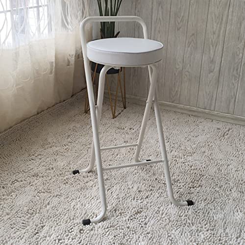 Klappbarer Barhocker, zusammenklappbarer Hocker, strapazierfähig, Barhocker mit Thekenhöhe, PU-Leder, gepolsterter Barstuhl für Zuhause und Küche, Insel (Schwarz, 75 cm) von Generisch