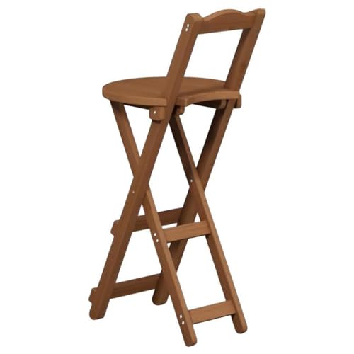 Klappbarer Barhocker aus Bambus mit Rückenlehne und Fußstütze, höhenverstellbar, 45/63/75 cm, tragbarer Hochstuhl für Frühstück, kompaktes platzsparendes Design, Walnussholzfarbe von Generisch