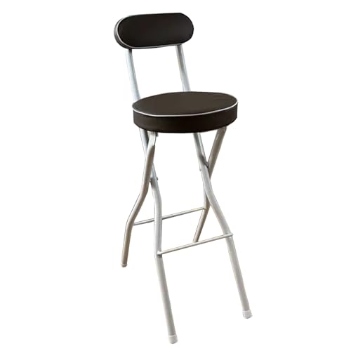 Klappbarer Barhocker mit Rückenlehne, tragbarer Küchenstuhl für Esszimmer, Wohnzimmer, Garten, Camping, Angeln, Braun und Weiß, Höhe: 60 cm, 1 Stück Klappbarer Barhocker mit Rückenlehne, tragbarer Küchenstuhl für Esszimmer, Wohnzimmer, Garten, Camping, Angeln, Braun und Weiß, Höhe: 60 cm, 1 Stück von Generisch