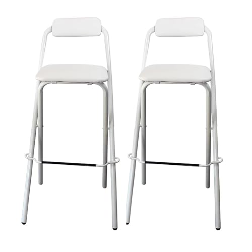 Klappbarer Barhocker mit Rückenlehne, zusammenklappbare Hocker, Thekenhöhe, Sitz, tragbarer, hoher Klapphocker, Stuhl, Leder, gepolstert, Küche, Insel, Geschäft, Café, Esszimmer (H: 74,9 cm, 2 Stück von Generisch