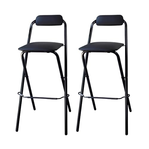 Klappbarer Barhocker mit Rückenlehne, zusammenklappbare Hocker, Thekenhöhe, Sitz, tragbarer, hoher Klapphocker, Stuhl, Leder, gepolstert, Küche, Insel, Geschäft, Café, Esszimmer (H: 74,9 cm, 2 Stück Klappbarer Barhocker mit Rückenlehne, zusammenklappbare Hocker, Thekenhöhe, Sitz, tragbarer, hoher Klapphocker, Stuhl, Leder, gepolstert, Küche, Insel, Geschäft, Café, Esszimmer (H: 74,9 cm, 2 Stück von Generisch