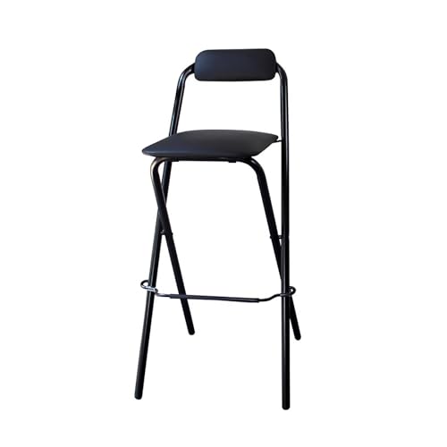 Klappbarer Barhocker mit Rückenlehne, zusammenklappbare Hocker, Thekenhöhe, Sitz, tragbarer, hoher Klapphocker, Stuhl, Leder, gepolstert, Küche, Insel, Geschäft, Café, Esszimmer (H: 74,9 cm, 2 Stück Klappbarer Barhocker mit Rückenlehne, zusammenklappbare Hocker, Thekenhöhe, Sitz, tragbarer, hoher Klapphocker, Stuhl, Leder, gepolstert, Küche, Insel, Geschäft, Café, Esszimmer (H: 74,9 cm, 2 Stück von Generisch