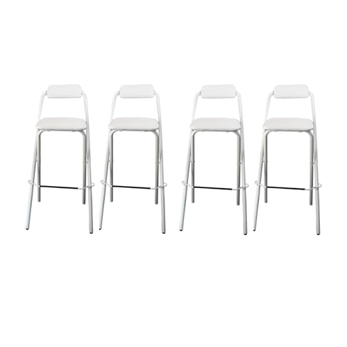 Klappbarer Barhocker mit Rückenlehne, zusammenklappbare Hocker, Thekenhöhe, Sitz, tragbarer, hoher Klapphocker, Stuhl, Leder, gepolstert, Küche, Insel, Geschäft, Café, Esszimmer (H: 74,9 cm, 2 Stück von Generisch