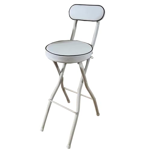 Klappbarer Barhocker mit Rückenlehne Tragbarer Stuhl für Küche Wohnzimmer Garten Camping Angeln - Weiß Höhe 70 cm 1 Stück Platzsparendes Design von Generisch