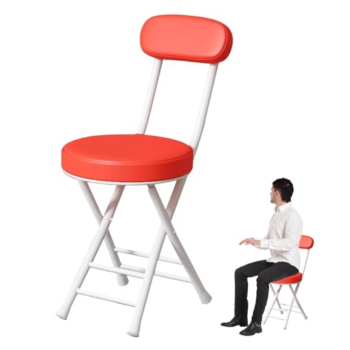 Klappbarer Barhocker mit Rückenlehne und Fußstütze, 47 cm, gepolsterter Stuhl für Küche, Veranstaltungen, Erwachsene, rot, tragbar, platzsparendes Design Klappbarer Barhocker mit Rückenlehne und Fußstütze, 47 cm, gepolsterter Stuhl für Küche, Veranstaltungen, Erwachsene, rot, tragbar, platzsparendes Design von Generisch