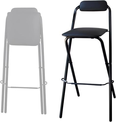 Klappbarer Barhocker mit Rückenlehne und Fußstütze, tragbarer Hochstuhl mit bequemem Kissen und robustem Metallrahmen für Frühstücksbars Klappbarer Barhocker mit Rückenlehne und Fußstütze, tragbarer Hochstuhl mit bequemem Kissen und robustem Metallrahmen für Frühstücksbars von Generisch