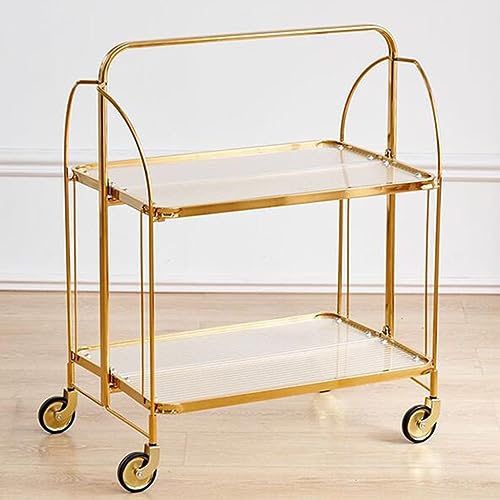 Klappbarer Barwagen mit Rädern – Servierwagen für Kaffee, Tee und Getränke – Aufbewahrungsrollwagen für Küche und Partys – stilvolles Gold-Finish von Generisch