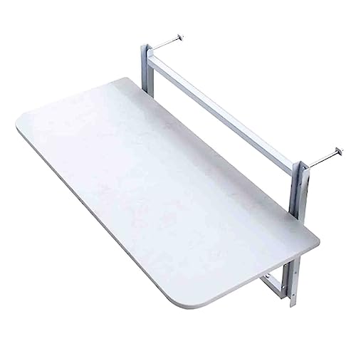 Klappbarer Beistelltisch für Geländer – Balkon Bartisch Kompakter Halbtisch Holz Schweberegal Schreibtisch für 60–120 cm Geländer Weiß – 100 x 35 cm von Generisch