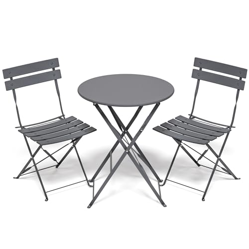 Klappbarer Bistrotisch und Stühle 2er Set Balkonmöbel Outdoor Garten Bistro Set für 2 kleine Gartenmöbel Set 3-teilig Gelb von Generisch