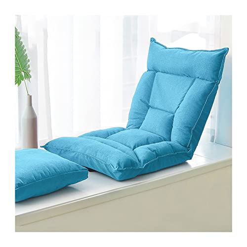 Klappbarer Boden-Lazy-Sofa-Stuhl, Chaiselongue-Sofa für den Innenbereich, 5-Winkel-Einstellung, gepolsterter Liegestuhl für Schlafzimmer, Balkon, Büro, Arbeitszimmer (Farbe: Blau, Größe: 58 von Generisch
