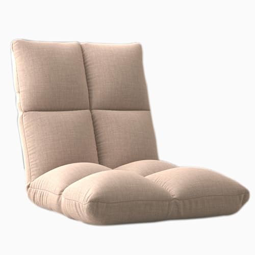 Klappbarer Bodenstuhl, mit Verstellbarer Rückenlehne, Lounge-Sofa-Stuhl, halb zusammenklappbares, gemütliches Sofa für Meditationsseminare, Lesen, Fernsehen (Farbe: Beige, Größe: 20,5 x 21,6 von Generisch