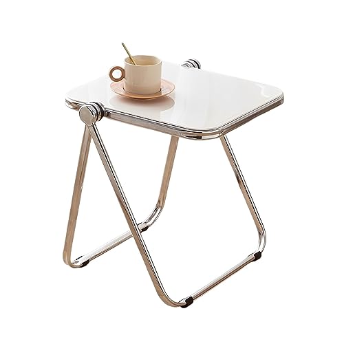Klappbarer Couchtisch, Beistelltisch Mit Metallrahmen, Multifunktionsmöbel, Kratzfestes Und Geräuschloses Design, Keine Montage Ererlich Und Tragbar (White) von Generisch