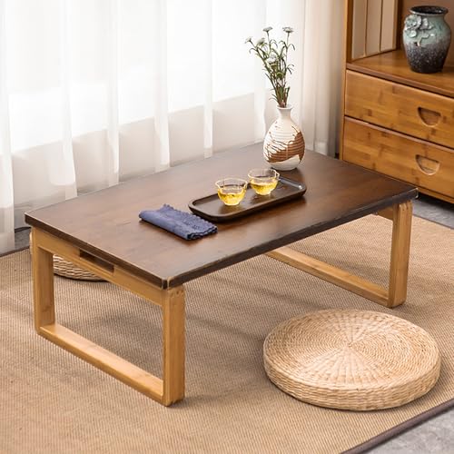 Klappbarer Couchtisch im japanischen Stil, tragbarer Boden-Sitz- und Meditationstisch, 70 x 50 cm, platzsparend, leicht, braunes Design von Generisch