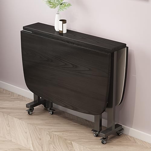Klappbarer Esstisch aus Holz, ausziehbar, auf Rollen, platzsparender Schmetterlingstisch für kleine Esszimmer, 100 x 60 x 75 cm, Schwarz von Generisch