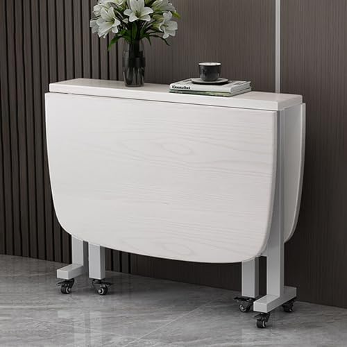 Klappbarer Esstisch aus Holz, ausziehbar, mit Rollen, platzsparender Schmetterlingstisch für kleine Esszimmer, 100 x 60 x 75 cm, Weiß von Generisch