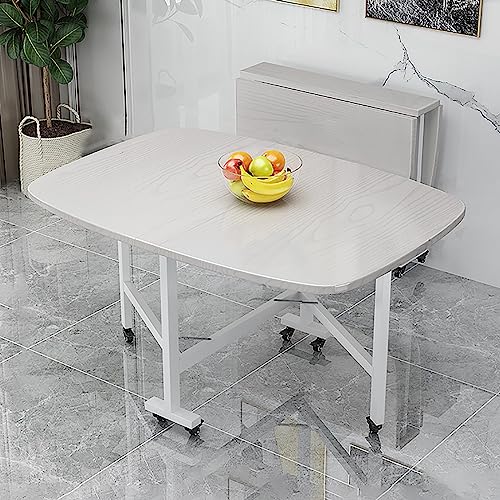 Klappbarer Esstisch aus Holz mit Rollen für die Küche, platzsparend, 100 x 60 cm, Weiß Klappbarer Esstisch aus Holz mit Rollen für die Küche, platzsparend, 100 x 60 cm, Weiß von Generisch