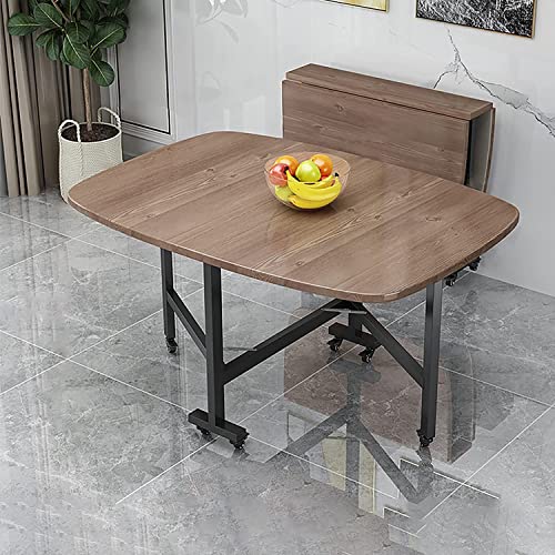 Klappbarer Esstisch aus Holz mit Tropfenblatt & ausziehbarem Design, platzsparender Multifunktionstisch auf Rädern für Restaurant, Wohnzimmer, Terrasse, Deck – 100 x 60 cm von Generisch