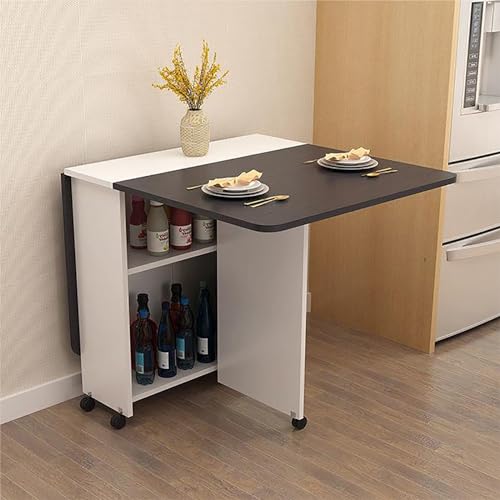 Klappbarer Esstisch mit 6 Rädern, Tropfenblatt-Design, erweiterbarer Gateleg-Tisch, platzsparend, mit 2 Ablagen, vielseitig für Arbeit, Studium und Esszimmer, Schwarz und Weiß Klappbarer Esstisch mit 6 Rädern, Tropfenblatt-Design, erweiterbarer Gateleg-Tisch, platzsparend, mit 2 Ablagen, vielseitig für Arbeit, Studium und Esszimmer, Schwarz und Weiß von Generisch